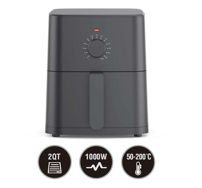 OEM 2QT 電気エアフライヤー 安全な過熱防止 1000W キッチン用ホットエアフライヤー